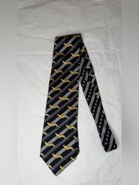 Versace Black Tie with Gold Baroque Motif